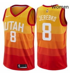 Womens Nike Utah Jazz 8 Jonas Jerebko Swingman Orange NBA Jersey City Edition 