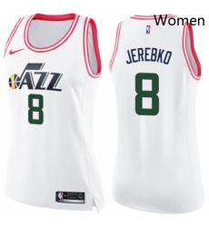 Womens Nike Utah Jazz 8 Jonas Jerebko Swingman WhitePink Fashion NBA Jersey 