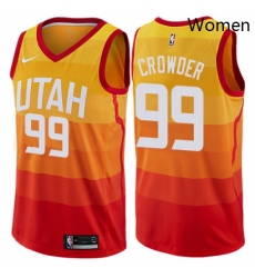 Womens Nike Utah Jazz 99 Jae Crowder Swingman Orange NBA Jersey City Edition 
