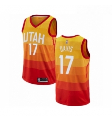 Womens Utah Jazz 17 Ed Davis Swingman Orange Basketball Jersey City Edition 