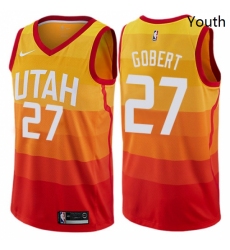 Youth Nike Utah Jazz 27 Rudy Gobert Swingman Orange NBA Jersey City Edition