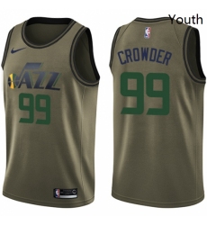 Youth Nike Utah Jazz 99 Jae Crowder Swingman Green Salute to Service NBA Jersey 