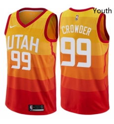 Youth Nike Utah Jazz 99 Jae Crowder Swingman Orange NBA Jersey City Edition 