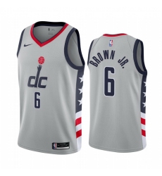 Men Nike Washington Wizards 6 Troy Brown Jr Gray NBA Swingman 2020 21 City Edition Jersey
