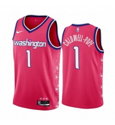 Men Washington Wizards 1 Kentavious Caldwell Pope 2022 23 Pink Cherry Blossom City Edition Limited Stitched Basketball Jersey