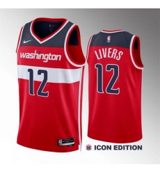 Men Washington Wizards 12 Isaiah Livers Red Icon Edition Stitched Basketball Jersey