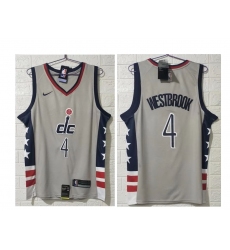 Men Washington Wizards 4 Russell Westbrook NEW Grey 2021 City Edition NBA Swingman Jersey