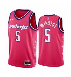 Men Washington Wizards 5 Cassius Winston 2022 23 Pink Cherry Blossom City Edition Limited Stitched Basketball Jersey