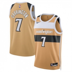 Men Washington Wizards 7 Bub Carrington Gold 2025 26 City Edition Stitched Basketball Jersey
