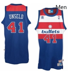 Mens Adidas Washington Wizards 41 Wes Unseld Authentic Blue Bullets Throwback NBA Jersey