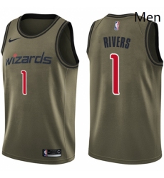 Mens Nike Washington Wizards 1 Austin Rivers Swingman Green Salute to Service NBA Jersey 