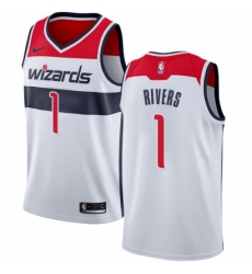 Mens Nike Washington Wizards 1 Austin Rivers Swingman White NBA Jersey Association Edition 