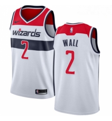 Mens Nike Washington Wizards 2 John Wall Authentic White Home NBA Jersey Association Edition