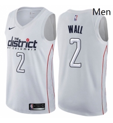 Mens Nike Washington Wizards 2 John Wall Authentic White NBA Jersey City Edition