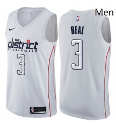 Mens Nike Washington Wizards 3 Bradley Beal Authentic White NBA Jersey City Edition 