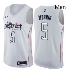 Mens Nike Washington Wizards 5 Markieff Morris Authentic White NBA Jersey City Edition 