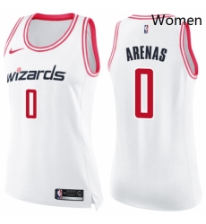 Womens Nike Washington Wizards 0 Gilbert Arenas Swingman WhitePink Fashion NBA Jersey