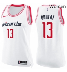 Womens Nike Washington Wizards 13 Marcin Gortat Swingman WhitePink Fashion NBA Jersey