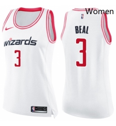 Womens Nike Washington Wizards 3 Bradley Beal Swingman WhitePink Fashion NBA Jersey 