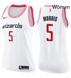 Womens Nike Washington Wizards 5 Markieff Morris Swingman WhitePink Fashion NBA Jersey 