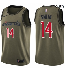Youth Nike Washington Wizards 14 Jason Smith Swingman Green Salute to Service NBA Jersey