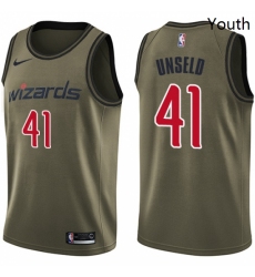 Youth Nike Washington Wizards 41 Wes Unseld Swingman Green Salute to Service NBA Jersey