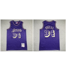 Lakers 34 Shaquille O 27Neal Purple 1996 97 Hardwood Classics Jersey