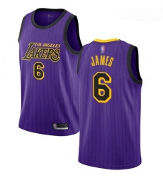 Lakers #6 LeBron James Purple Basketball Swingman City Edition 2018 19 Jersey