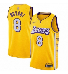 Lakers 8 Kobe Bryant Gold Basketball Swingman City Edition 2019 20 Jersey
