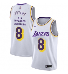 Lakers 8 Kobe Bryant White R I P Signature Swingman Jersey