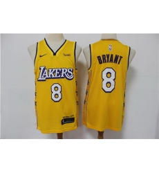 Lakers 8 Kobe Bryant Yellow 2020 City Edition Nike Swingman Jersey