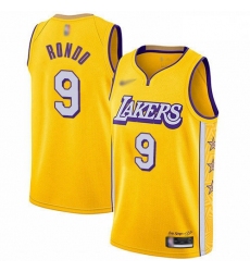 Lakers 9 Rajon Rondo Gold Basketball Swingman City Edition 2019 20 Jersey