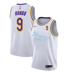Lakers 9 Rajon Rondo White 2020 2021 New City Edition Nike Swingman Jersey