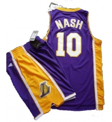 Los Angeles Lakers 10 Steve Nash Purple Revolution 30 Swingman NBA Jersey & Shorts Suit