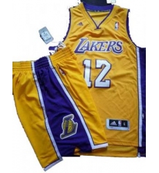 Los Angeles Lakers 12# Dwight Howard Yellow Revolution 30 Swingman NBA Jersey & Shorts Suit