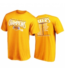 Los Angeles Lakers 2020 NBA Finals Champs Tee Gold Streaking Dunk Roster