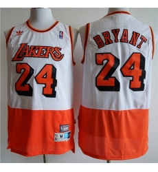 Los Angeles Lakers 24 Kobe Bryant White Orange Split Hardwood Classics Jersey