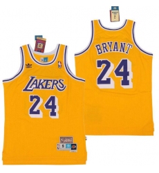 Men Adidas Lakers 24 Kobe Bryant Yellow Throwback Stitched NBA Jersey
