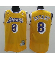 Men Adidas Lakers 8 Kobe Bryant Yellow Throwback NBA Jersey