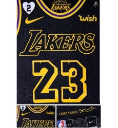 Men Lakers 23 Lebron James 2 Patch Kobe Bryant and his daughter black jersey