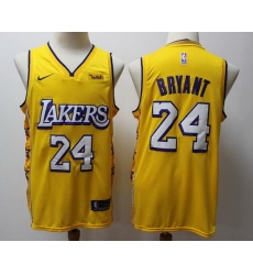 Men Lakers 24 Kobe Bryant Yellow City Edition Jersey