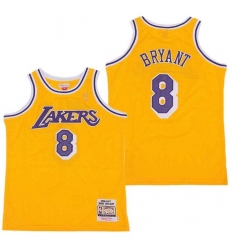Men Lakers 8 Kobe Bryant Yellow Throwback Stitched NBA Jersey