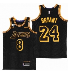 Men Lakers Front 8 Back 24 Kobe Bryant Gigi Bryant Number 2 Patch Black Mabma Edition NBA Jersey