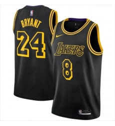 Men Lakers Kobe Bryant  Front 8 Back 24 Double Numbers Mamba Edition Black Stitched NBA Jersey