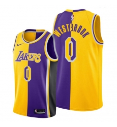 Men Lakers Russell Westbrookgold purple split edition jersey