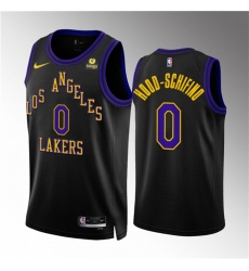 Men Los Angeles Lakers 0 Jalen Hood Schifino Black 2023 24 City Edition Stitched Basketball Jersey