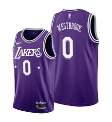 Men Los Angeles Lakers 0 Russell Westbrook Men 2021 22 City Edition Purple NBA Jersey
