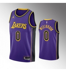 Men Los Angeles Lakers 0 Russell Westbrook Statement Edition Purple Stitched Basketball Jersey