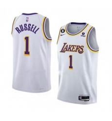 Men Los Angeles Lakers 1 D'Angelo Russell 2022 23 White With NO 6 Patch Association Edition With NO 6 Patch Stitched Basketball Jersey