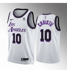 Men Los Angeles Lakers 10 Max Christie White City Edition Stitched Basketball Jersey